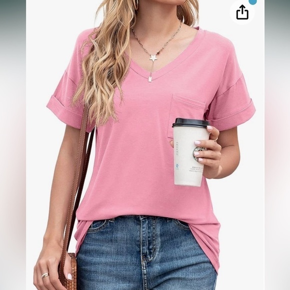 Tops - NWT Women's Short Sleeve V-Neck Shirts Loose Casual Tee T-Shirt Basic Tops
